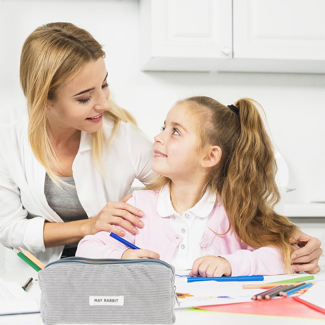 Astuccio in velluto a coste per ragazze, grande capacità