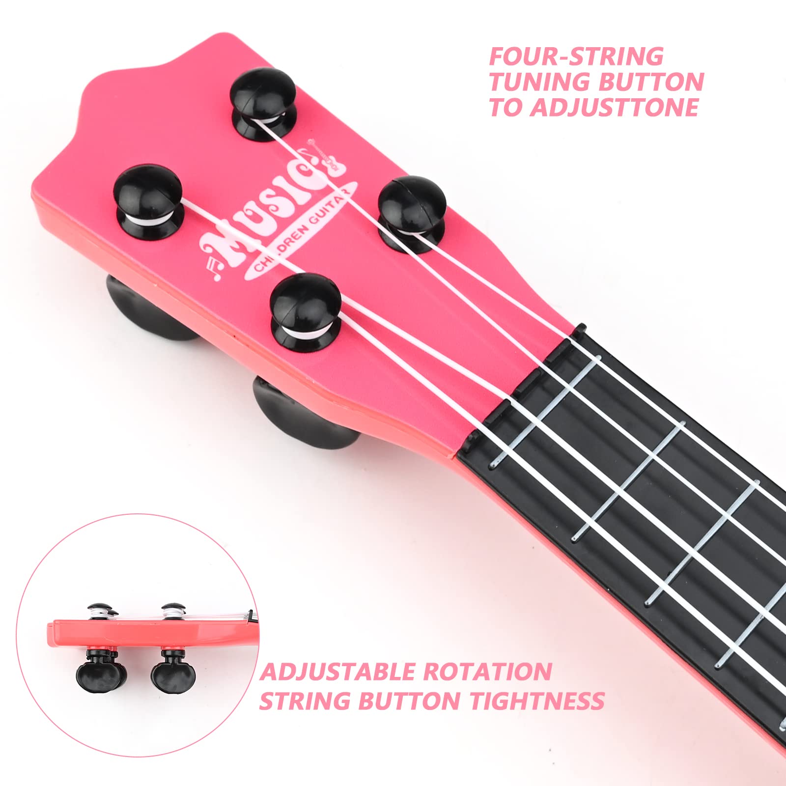 RiToEasysports Kinderukelele, Plastic Mini 4 Snaren Ukelele Speelgoedgitaar Muziekinstrument Speelgoed Vroege Educatieve Instrumenten Muzikaal Cadeau 35cm voor Kinderen (8041A roze hertenstijl RiToEasysports Kinderukelele, Plastic Mini 4 Snaren Ukelele Speelgoedgitaar Muziekinstrument Speelgoed Vroege Educatieve Instrumenten Muzikaal Cadeau 35cm voor Kinderen (8041A roze hertenstijl
