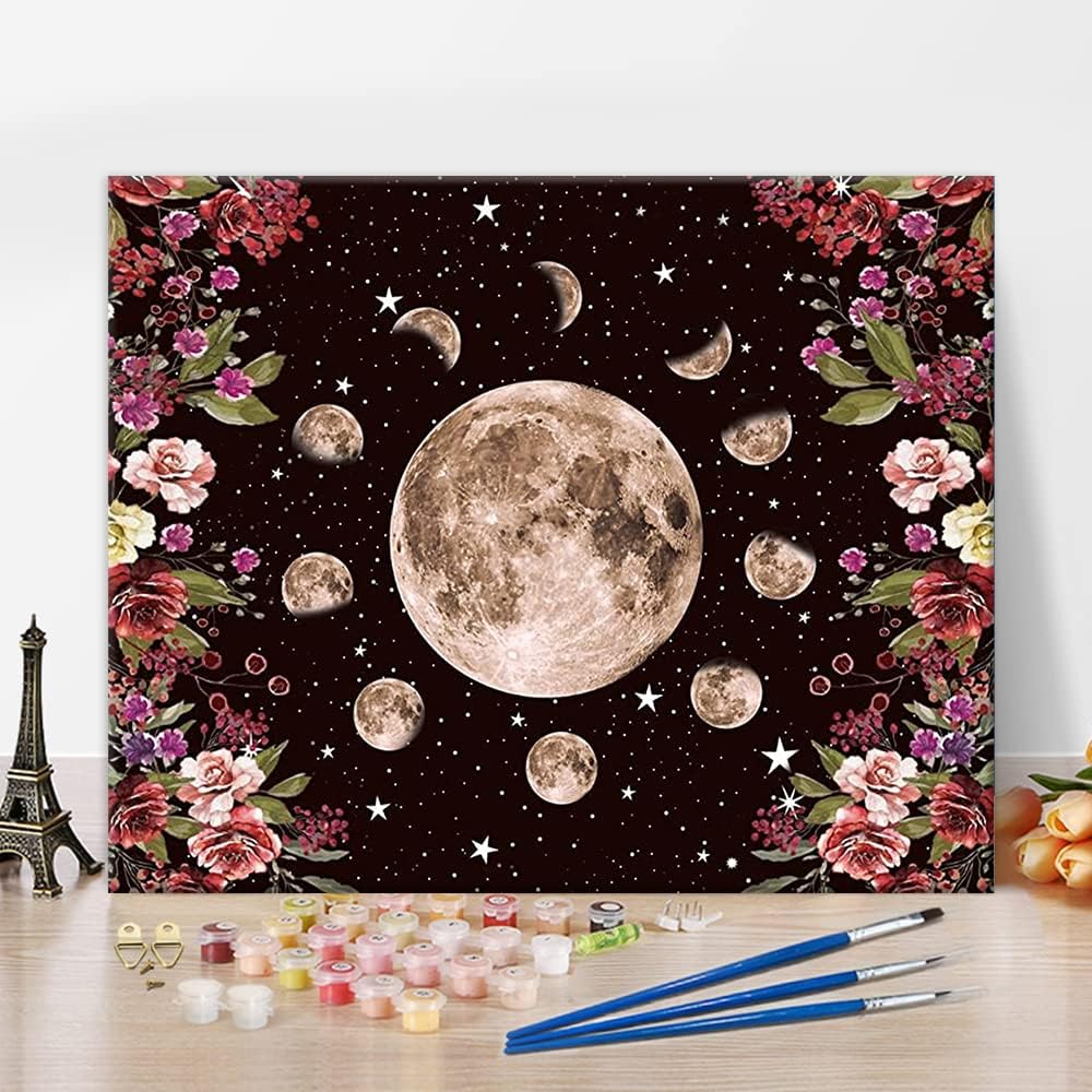 TISHIRON Paint by Numbers for Adults, Kids and Beginners, Moon Paint by