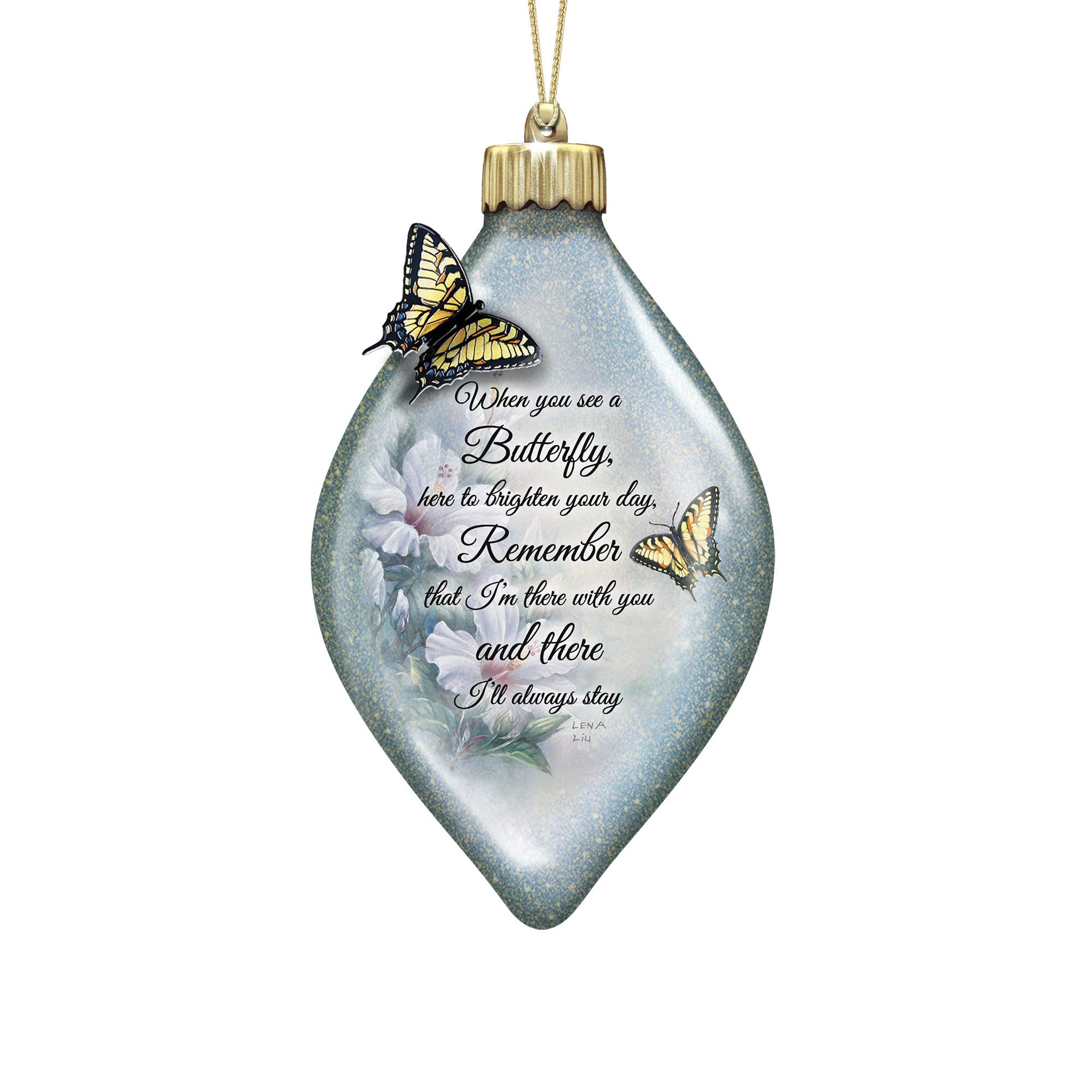 Lena Liu ‘Always Remember’ Illuminating Heirloom Glass Ornament – A butterfly-inspired ornament with a sculpted butterfly and illumination from the inside. The Bradford Exchange.