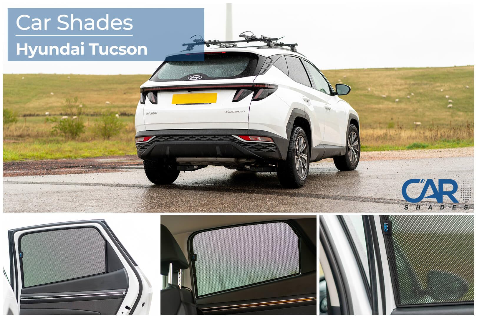 CAR SHADES Set (Porte Laterali Posteriori) Compatibile con Hyundai Tucson (NX4E) 2020- (2-Parti) Tendine Parasole su Misura