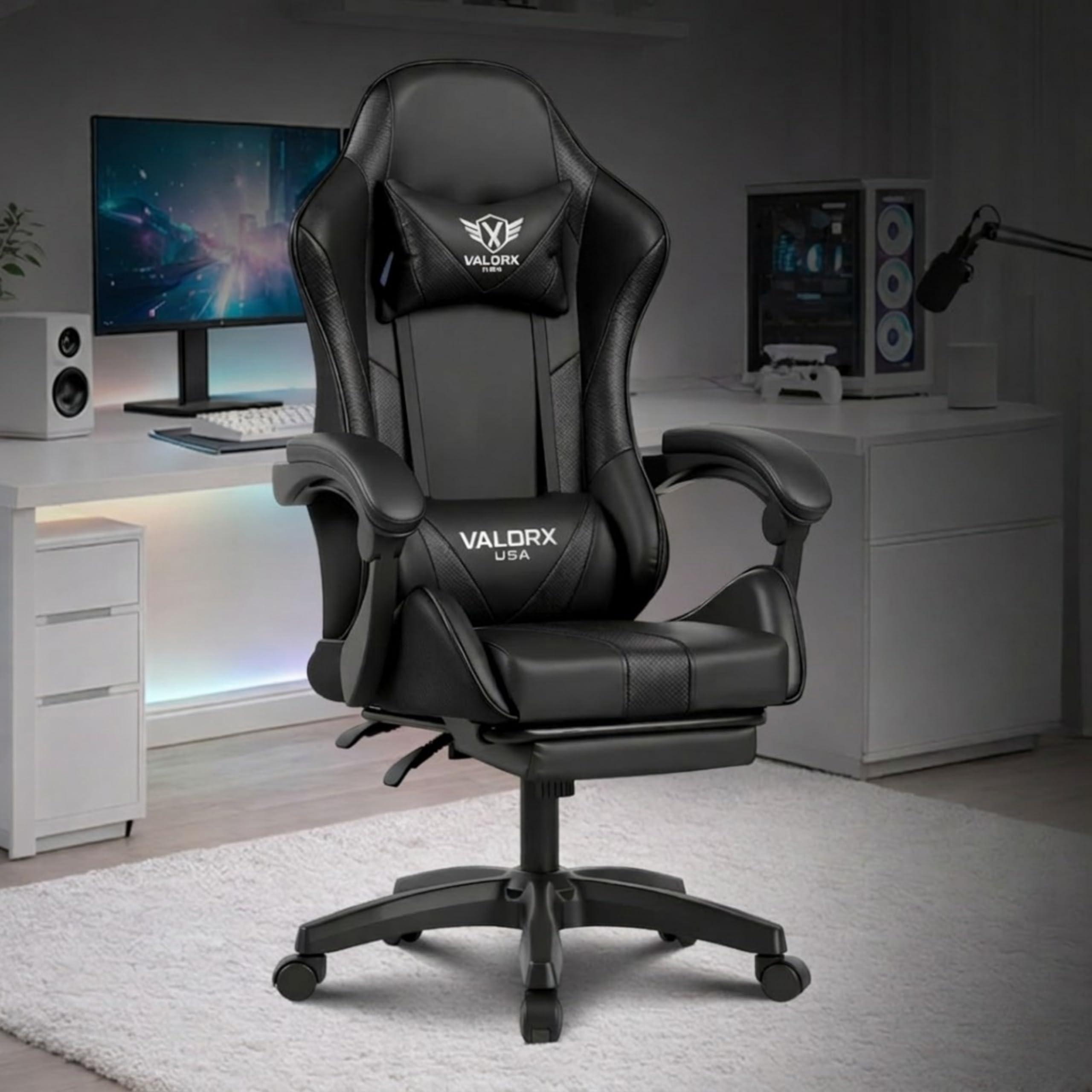 Warrior 2026 Edition Gaming & Office Ergonomic Chair | Vegan Leather | High Back 135° Recliner | Adjustable Height & Linkage Armrest | Lumbar Support | 360° Swivel | 3 Year Warranty, Black-image-39