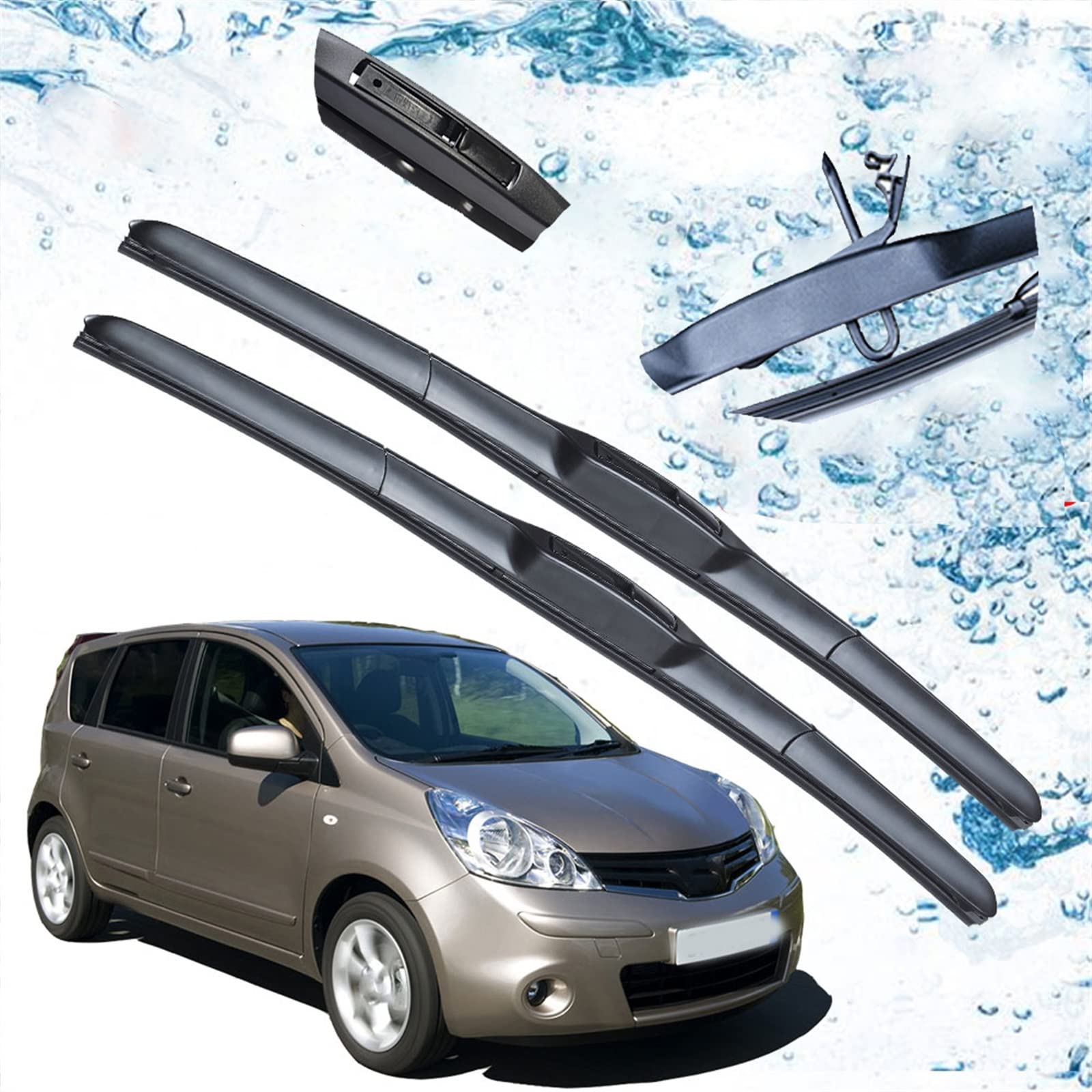 Balais essuie-glace avant haute performance crochet J pour Nissan Note