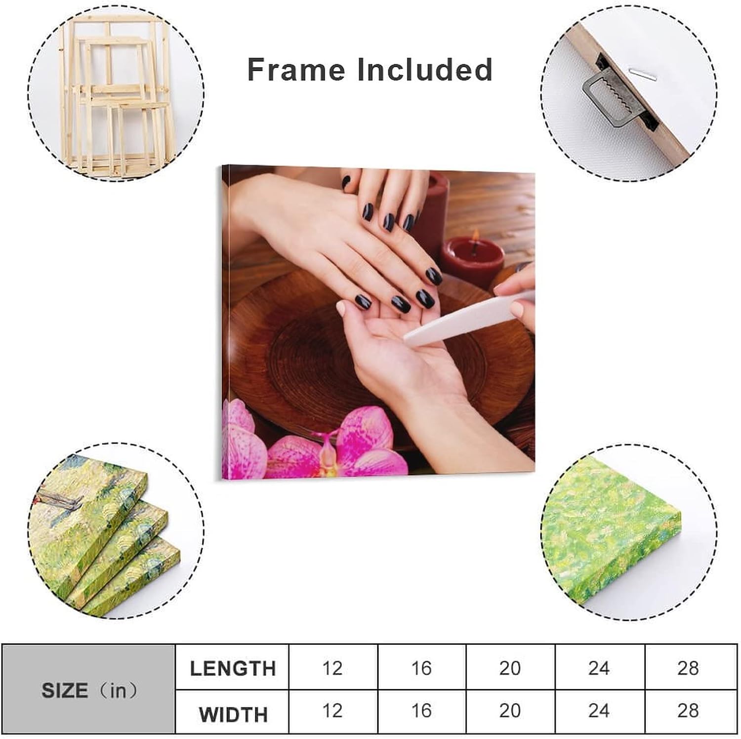 Nail Salon Decoration Manicure Pedicure Canvas Wall Art Decoration Wall Art Paintings Canvas Wall Decor Home Decor Living Room Decor Aesthetic 16x16inch(40x40cm) Unframe-style