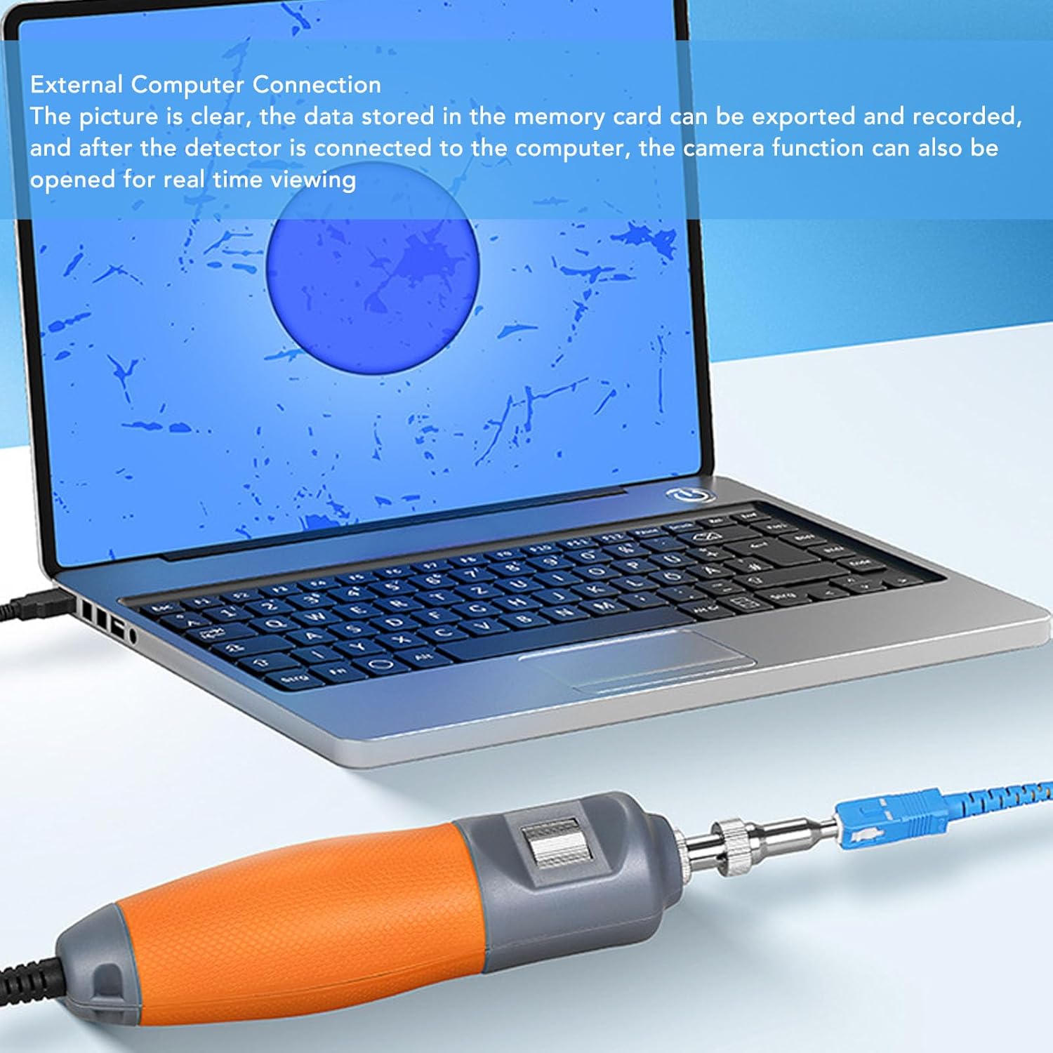 Fafeicy Fiber Optic End Face Inspector, 5 Inch LCD Display 400X Magnification with Real Time Video Recording for SC FC ST LC Connectors Cleaning Kit