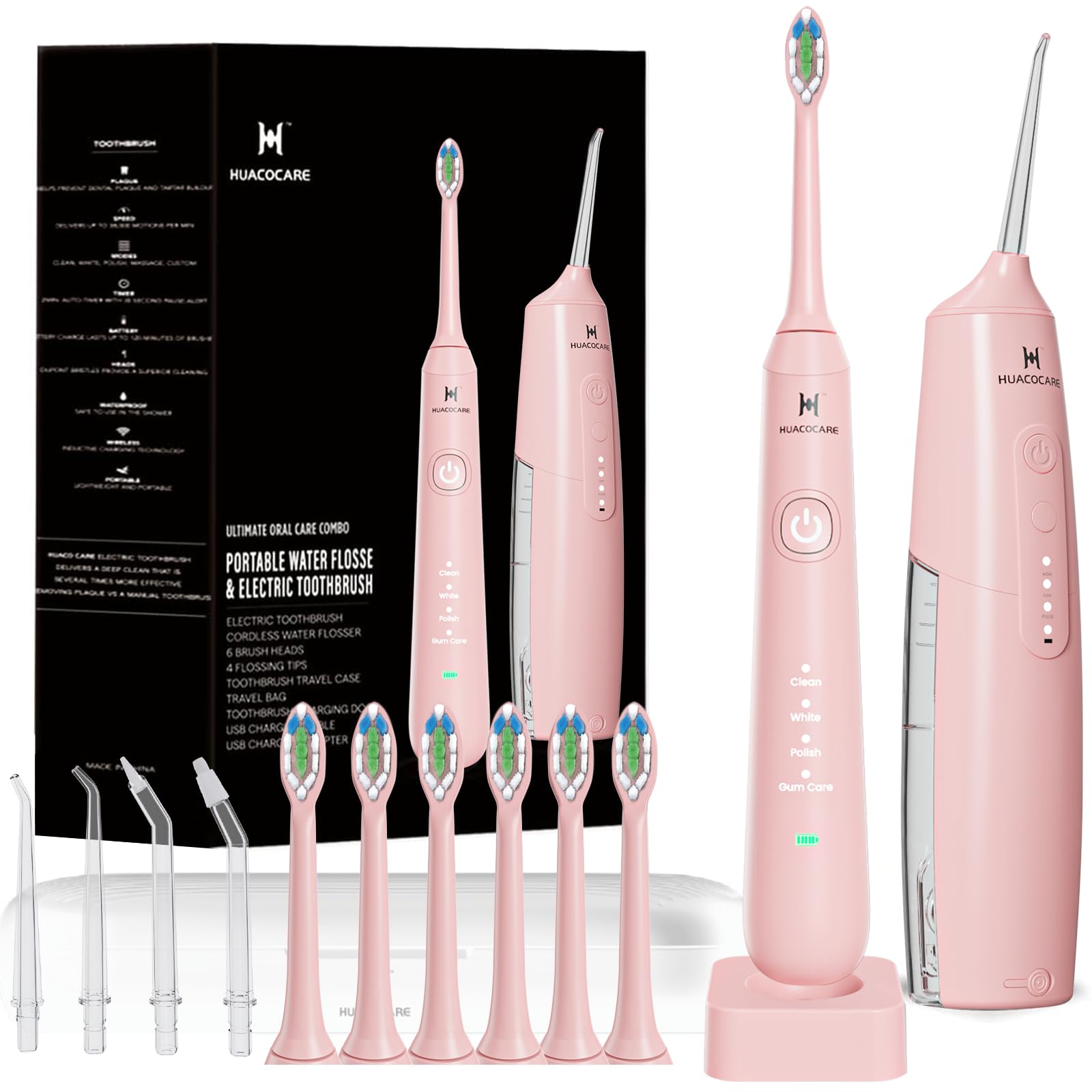 Photo 1 of 2-1 Oral Clean Kit- Water Dental flosser & Electric Toothbrush Combo- Brushing & Flossing- for Teeth Cleaning and Gum Health (Pink)