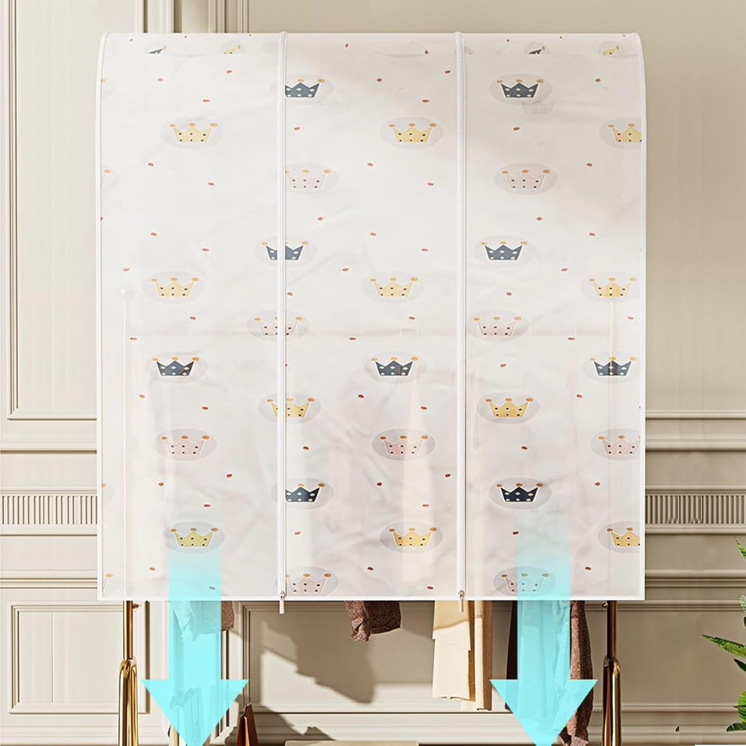 Clothes Rack Cover with Zipper Translucent, No Assembly Required Garment Rack Cover for Clothes Rack/Closet/Hanging Clothes(Size:120x50x150cm)