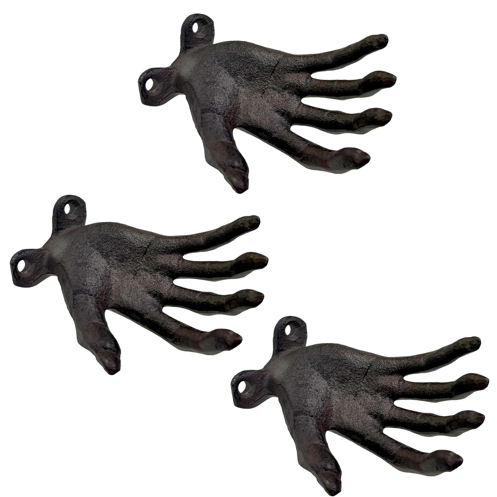 Carotoe 3Pcs Black Scary Witch Hand Shape Resin Wall Hook With Distressed Finish For Haunting House Decors And Halloween Displays Halloween Wall Hook