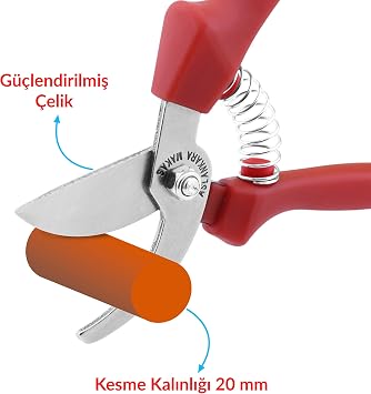 Telvesse Aslankara Budama Bağ Üzüm Makası Eğri Kırmızı 21 Cm, Telvesse