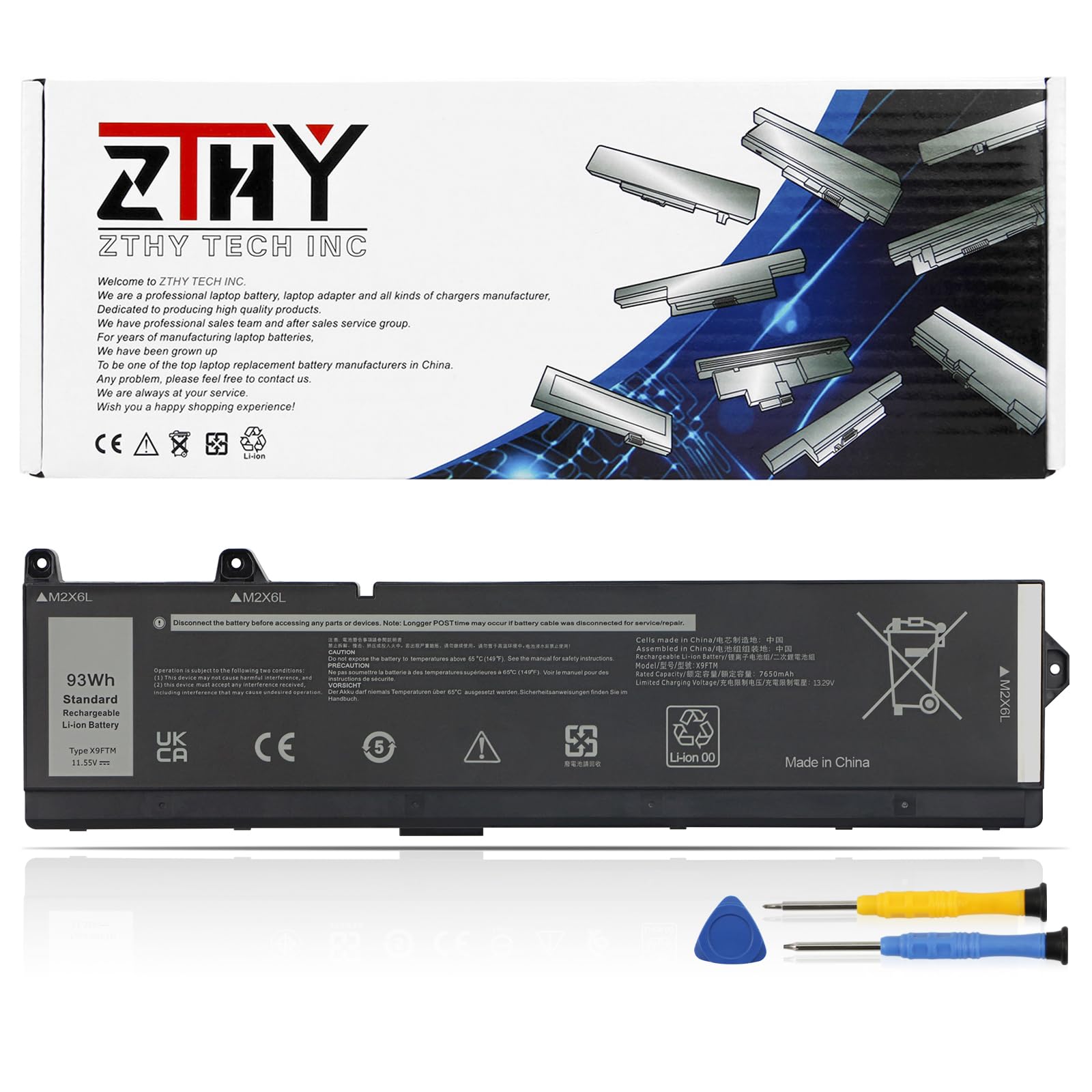 93Wh X9FTM Laptop Battery Replacement for Dell Precision 7670 7680 7770