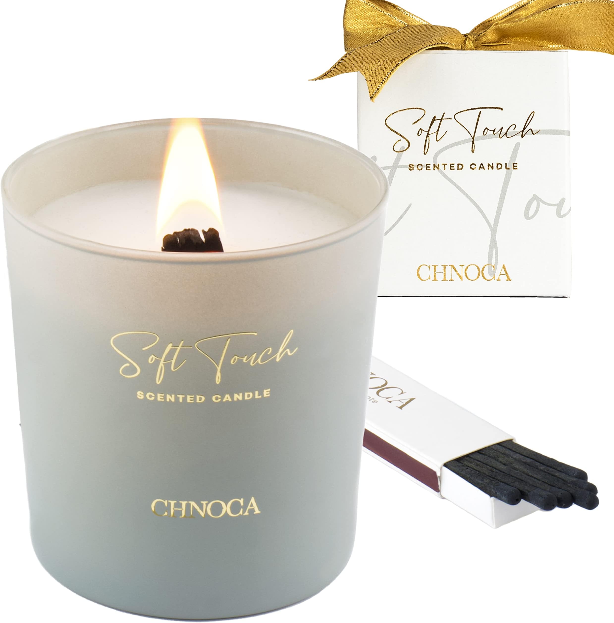 Crackle Wick Large Scented Candle in Glass Jar 485g White Gardenia