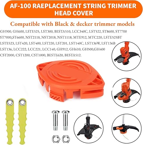 Miniatura 3 de Paquete de 6 tapas de repuesto RC-100-P compatibles con Black Decker GH900 GD600 GH610 GH900 GH912 ST6600 Weed Eater, RC100P Piezas de tapa de