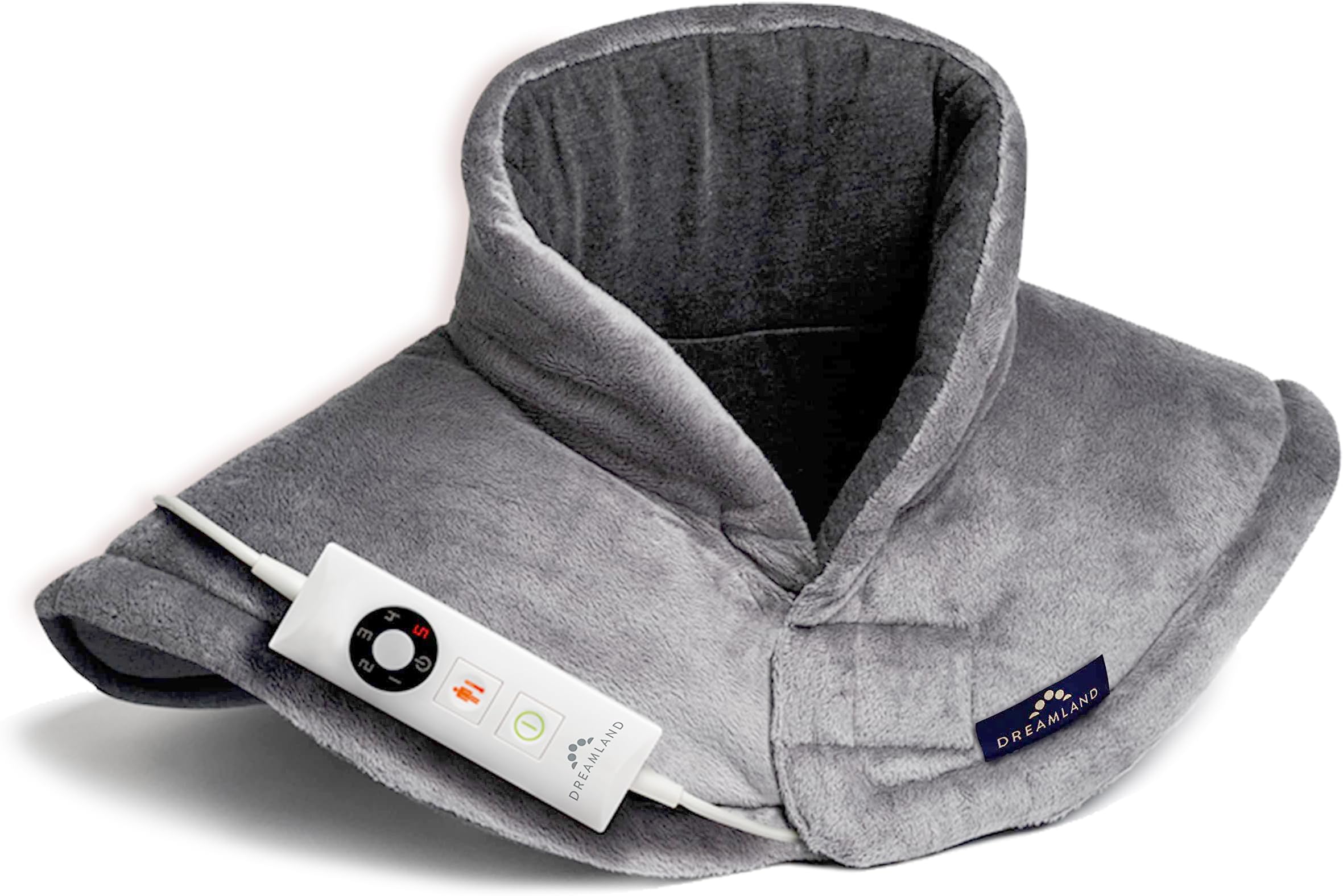 Dreamland Revive Me – Neck & Shoulder Heat Pad, Grey, Fast Heat-up, 3-Hour Adjustable Temperature, Auto Safety Shut-Off, Machine Washable, Specifically for Neck & Shoulder, Size Adjustable, 47 x 52cm