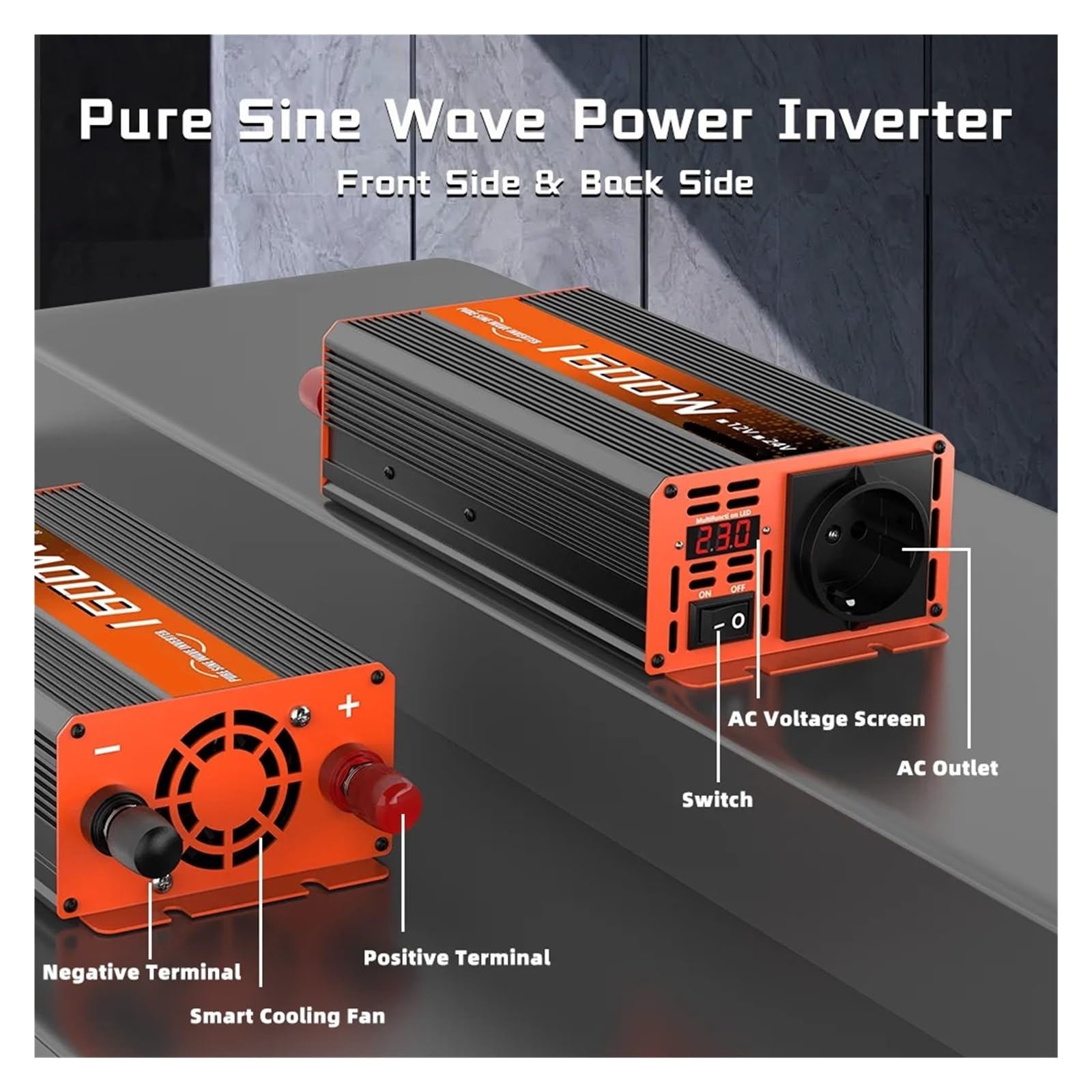 Inversor De Onda Sinusoidal Pura De 12 V CC A 220 V CA, 1600 W, Voltímetro LED, Transformador, Accesorios For El Hogar Y La Autocaravana. Amplia Gama De Aplicaciones