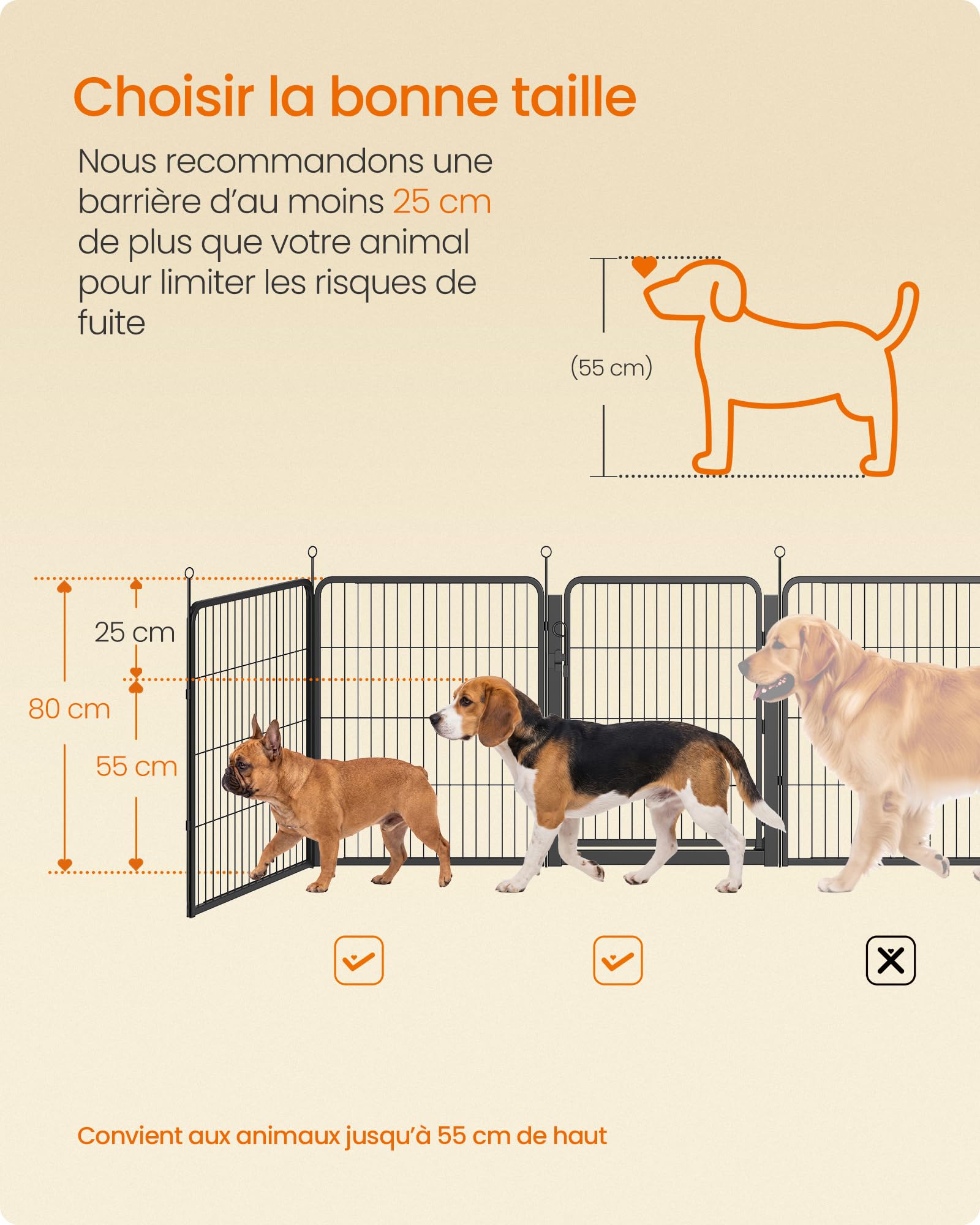 Feandrea Parc pour Chien avec 16 Panneaux en Acier Antirouille 68 x 80 cm