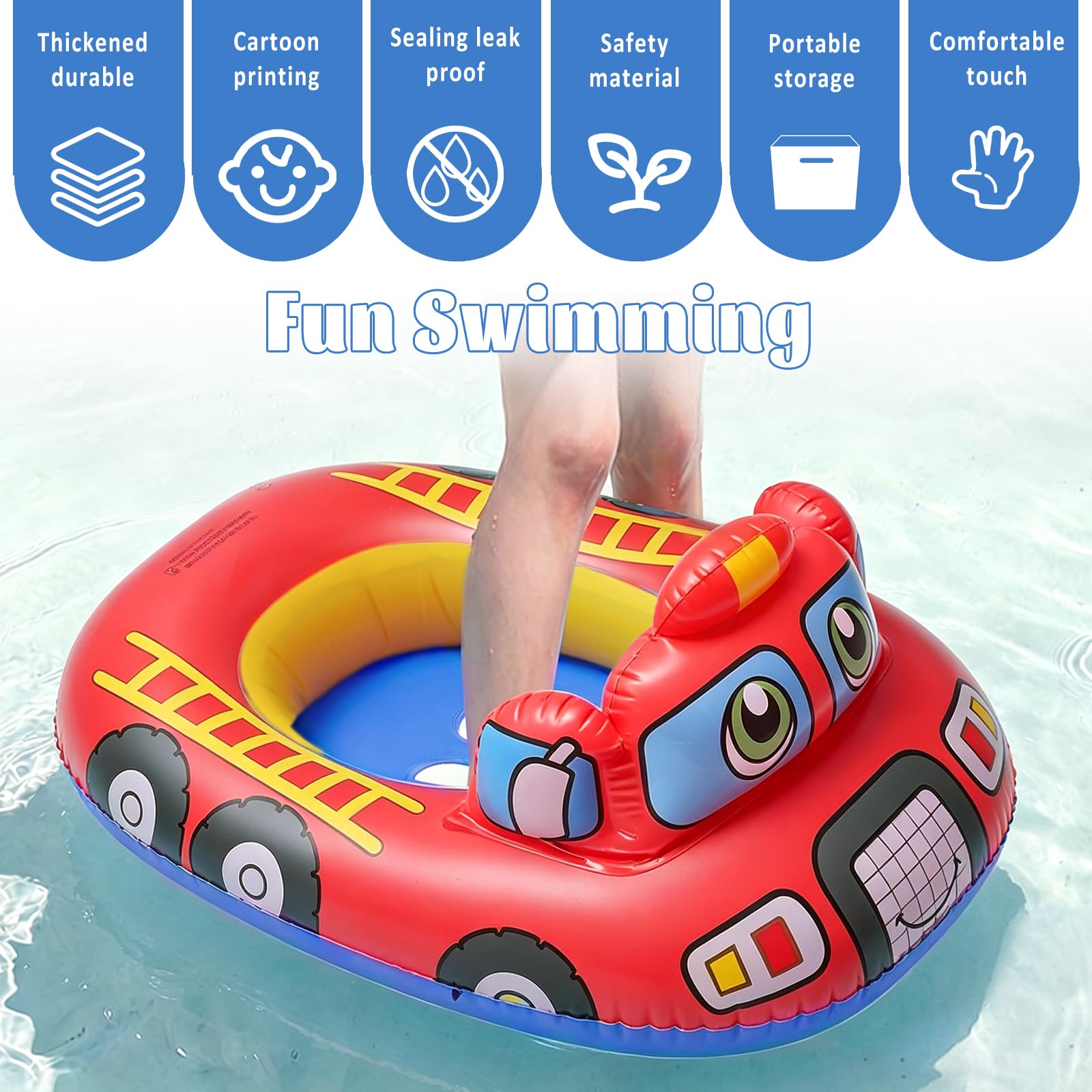 XIMEI Flotador Bebé Con Volante Y Bocina – Anillo De Natación Hinchable De PVC Para Niños De 1 A 5 Años, Ideal Para Piscina Y Playa
