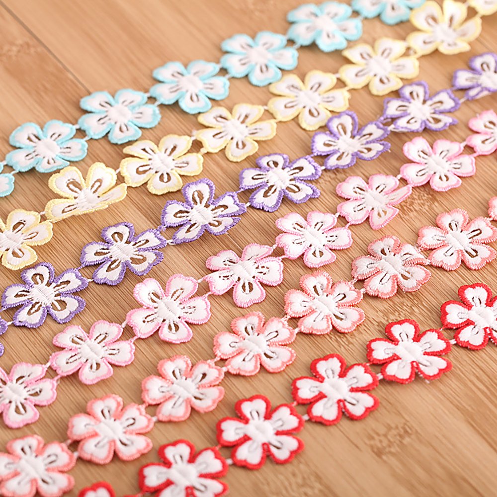 Ruban Dentelle Fleur 5 Yards 2cm Lowats - Garniture Broderie Appliques Pour Couture Et Décoration - Bordures Florales Élégantes