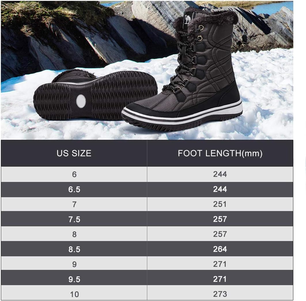 Women's Winter Boots Thermal Snow Outdoor Mid Calf Boot Waterproof Rain Booties with Warm Fur