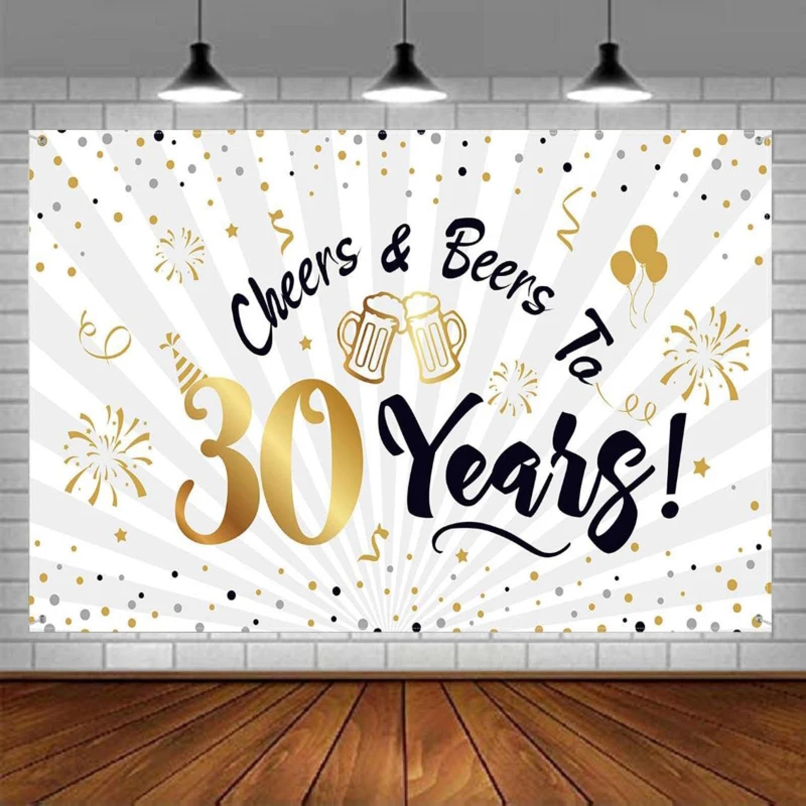 Photographie Toile De Fond Hommes Femmes Anniversaire Photo Booth Cheers to 30 Ans 30ème Anniversaire Bannière Décorations Bannière Fond