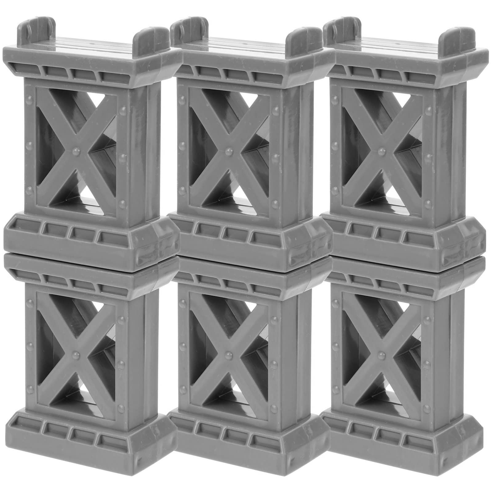 6pcs Train Pier Wooden Train Bridge Pier Wooden Train Track Bridge Supports Child Toy Wooden Train Track Support Risers Train Track Accessories Wooden Railway Accessories