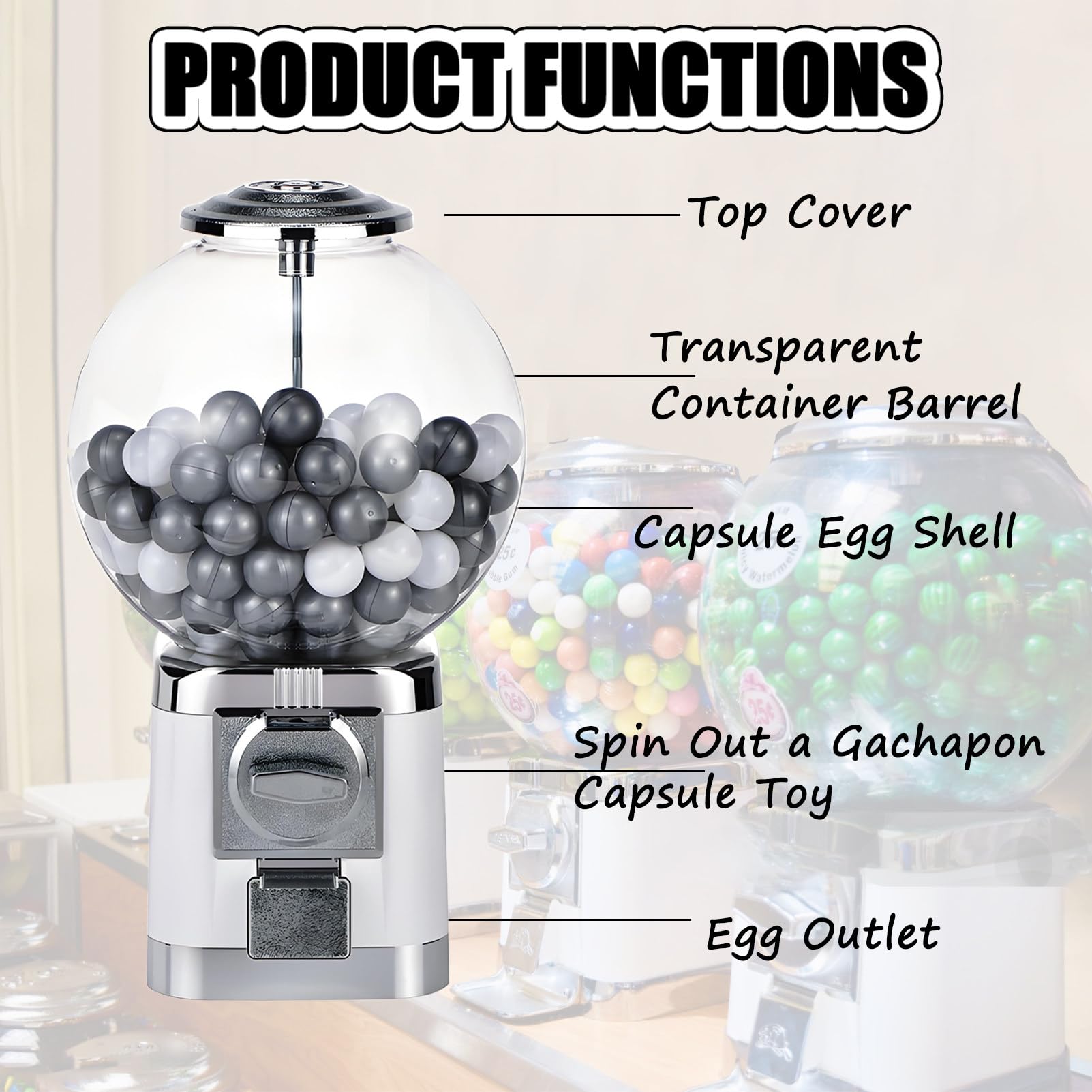 Distributore automatico di capsule, distributore automatico di caramelle, con chiave, per negozi al dettaglio, feste, ufficio