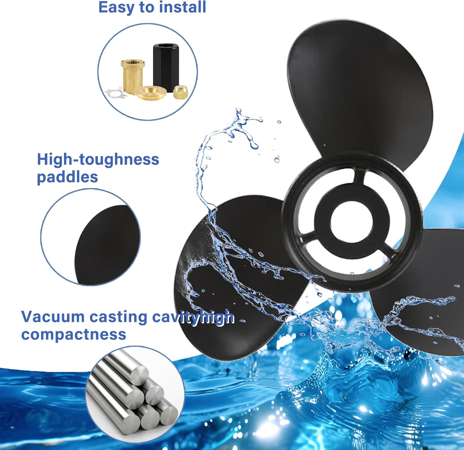 FYMP OEM Upgrade 14.5 x 19 Aluminum Boat Propeller for Mercury Outboard Motors 135-300HP, Reference Parts No.48-832830A45,15 Spline Tooth,RH