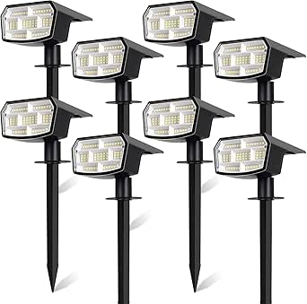 Solar Lights Outdoor, 8 Pack Outdoor Solar Lights for Yard, 59 LED Solar Spot Lights Outdoor Waterproof, Solar Powered Outdoor Lights for Garden Pathway Driveway Walkway, Cool White Light