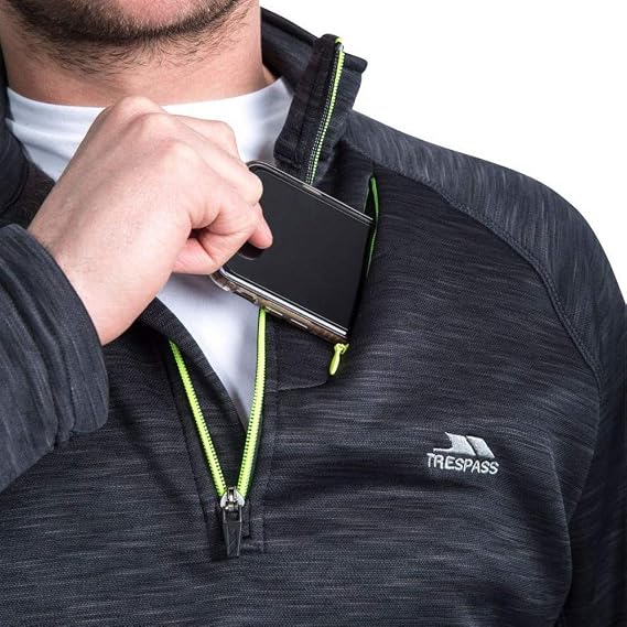 Trespass Collins Mens Fleece Half Zip Jacket Black Lightewight Warm Pullover