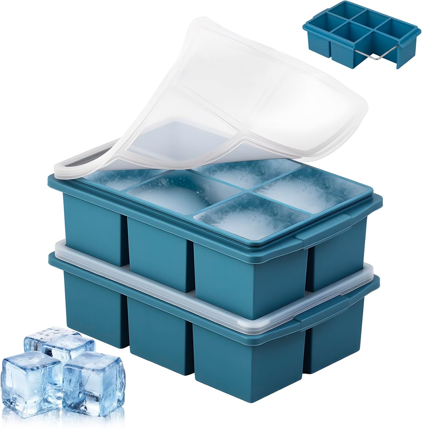 Amazon.com: Large Ice Cube Trays for Whiskey (2 Pack) - Silicone Ice ...