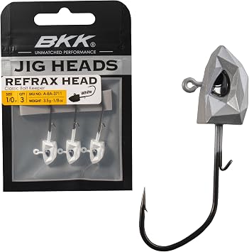 BKK Refrax Jig Head | 1X | Swimbait Fishing | 25% Stronger HCS Wire | 3D Holographic Eyes | Forged | Needle Point