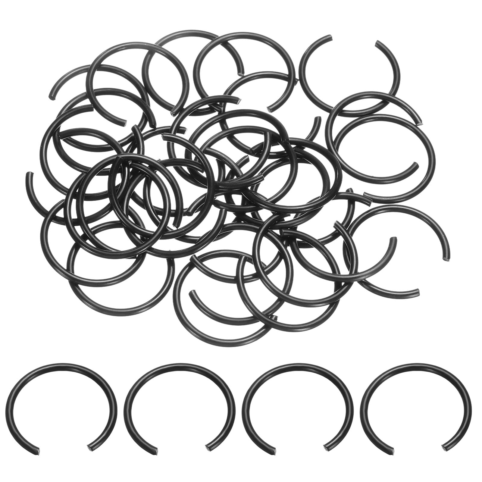 sourcing map 40Pcs Round Wire C-Clips, 70Mn Carbon Structural Steel Internal Snap Rings, Retaining Rings Round Wire Snap Rings for 24mm Hole, Black