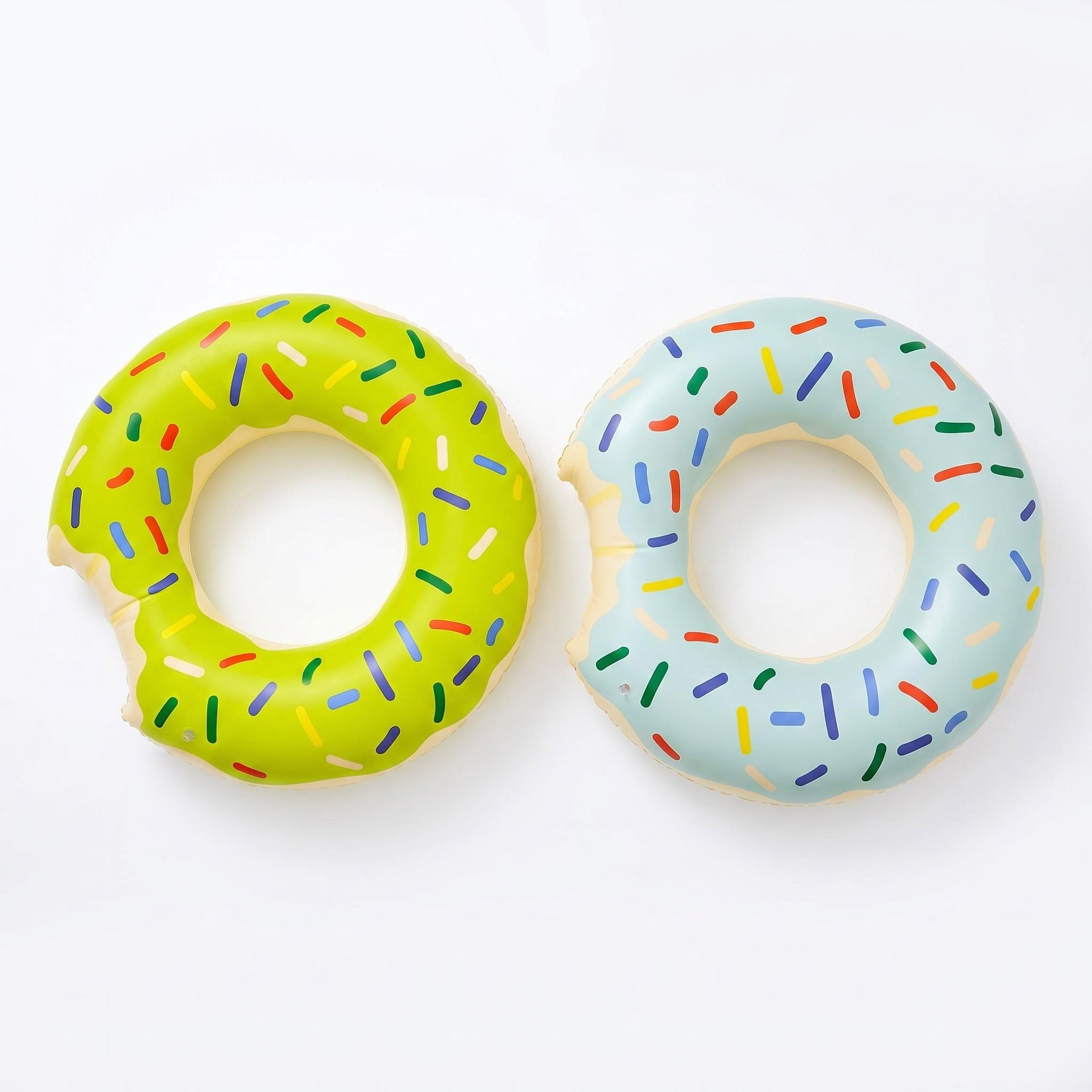 Mtbricey 2 Pack Inflatable Donut Swim Rings Pool Floats with Sprinkle Design Inflatable Swimming Rings for Beach Pool Holidays Summer Water Activities and Pool Parties (Lime Green&Mint Green)