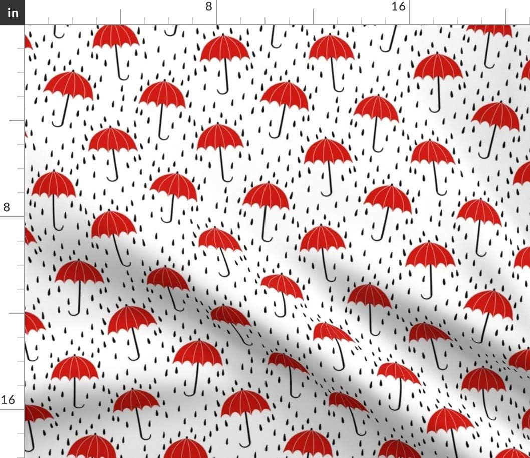 Spoonflower Fabric - Umbrella Umbrellas Red Rain Shower Cute Kids Spring Printed on Petal Signature Cotton Fabric by The Yard - Sewing Quilting Apparel Crafts Decor