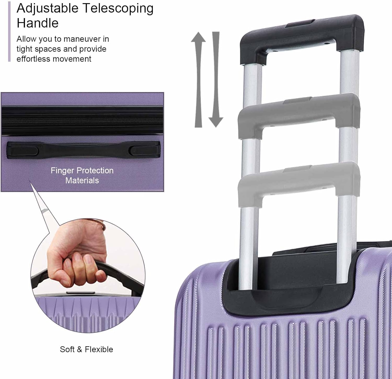 review yotefe Luggage Sets 4 Piece with Spinner Wheel Hardshell Luggage Travel Luggage Set Carry On Suitcase Set 16 20 24 28 Inches (Lavender)