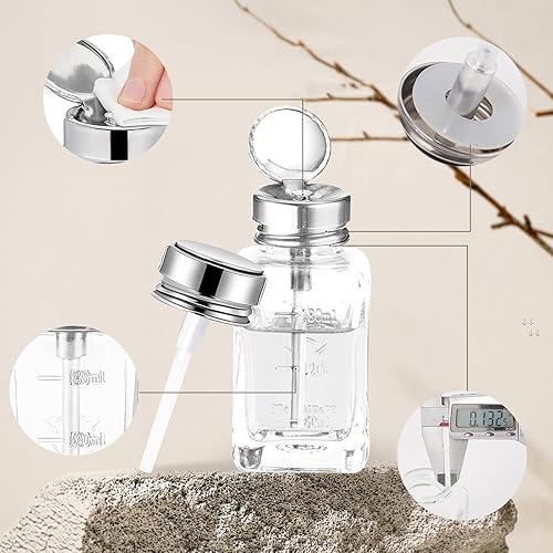 Miniatura 4 de Chris.W 3 unidades de bomba de cristal para quitar esmalte de uñas, dispensador de acetona, dispensador de alcohol, botella dispensadora vacía para