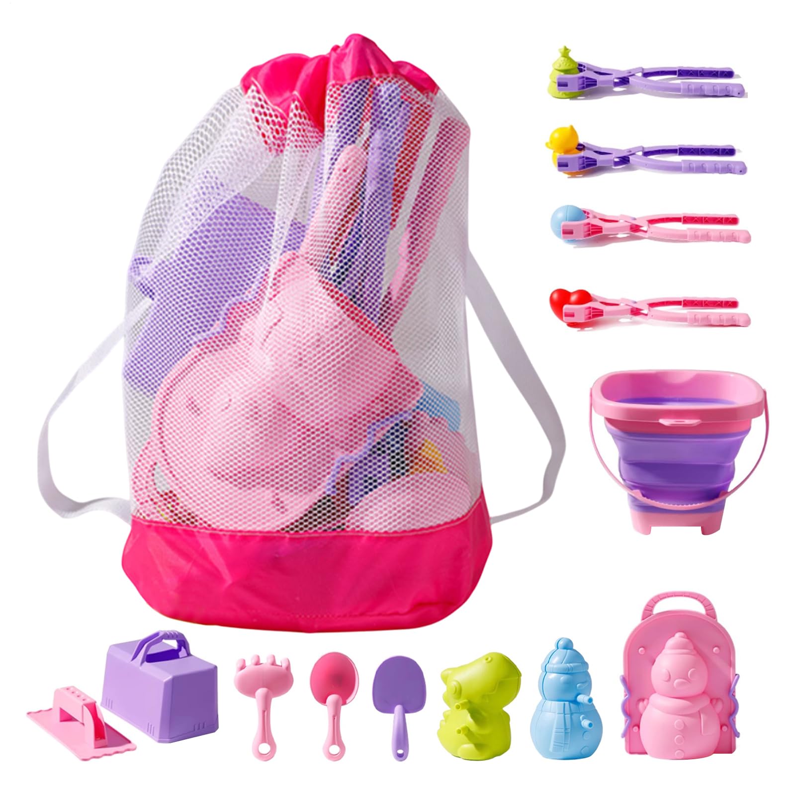 De Plage pour de Sable de avec Seau Pliable et Sac en Filet