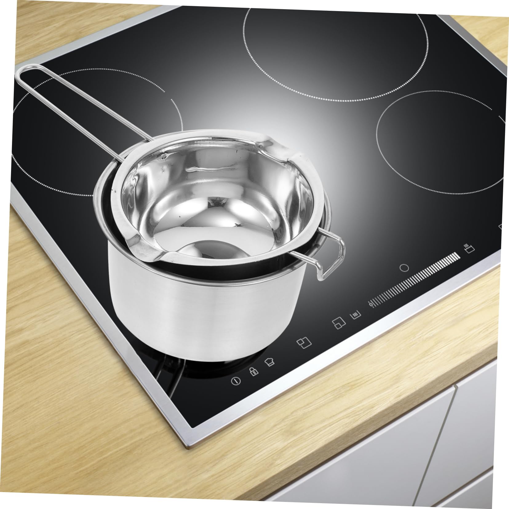 CIYODO Double Boiler Pot Set Stainless Steel Pot for Melting Chocolate Fondue Cheese Wax Comfortable Handle