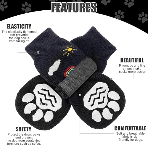 Miniatura 2 de PUPTECK Calcetines antideslizantes para perros para lamer con agarres, zapatos de perro para suelos de madera dura, botines de invierno para perros