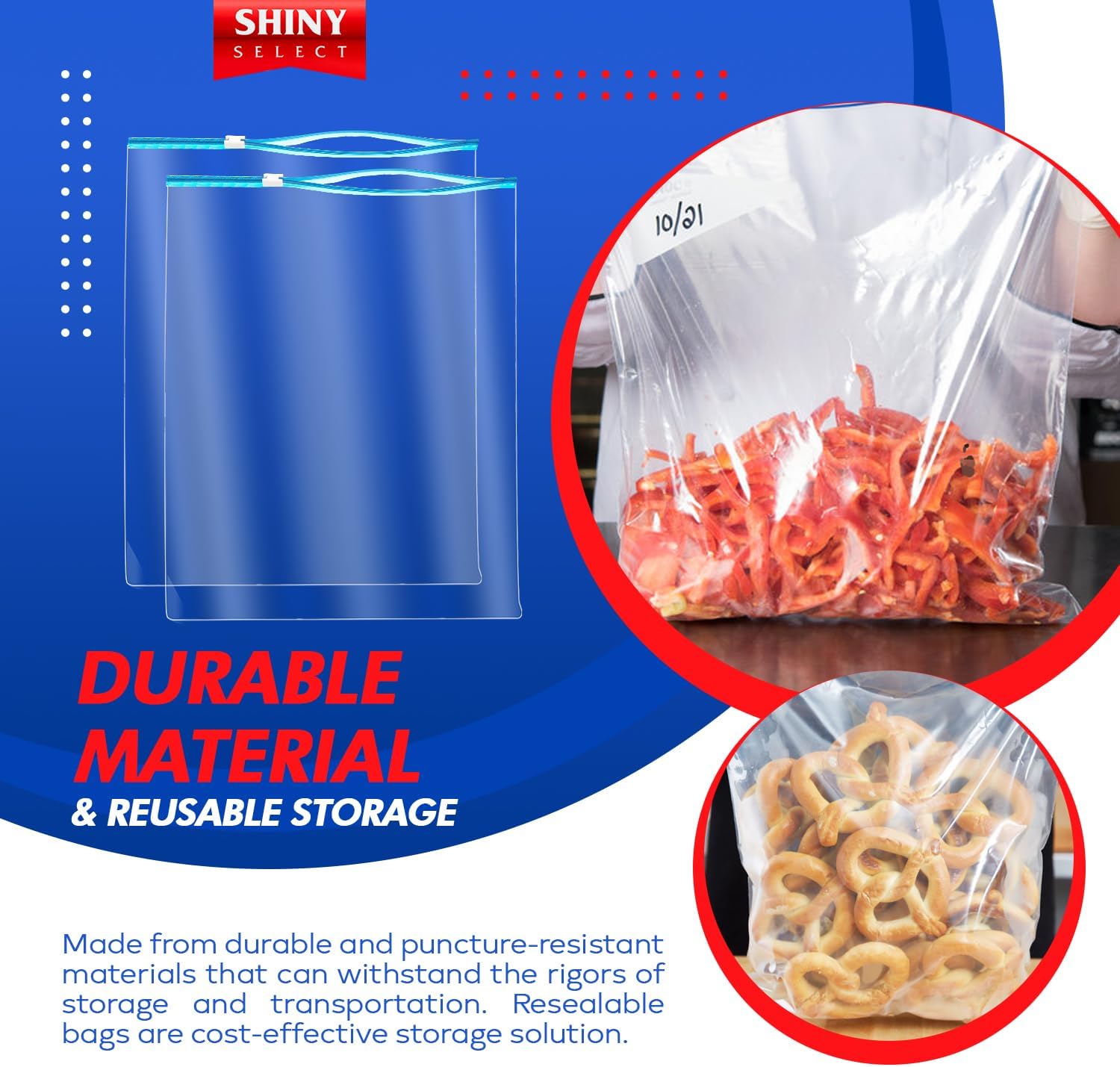 Extra Large Jumbo Size 3 Gallon Slider Storage Bags, 25 Bigger Resealable Extra Large Clear Plastic, 2 Mil Thick for Moving, Food Meal Preparation, Clothing, Toys, Shoes, Toiletries, Snacks