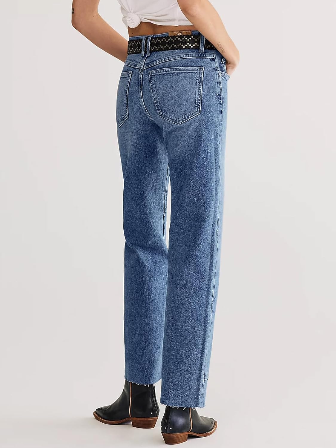 Cicy Bell Womens Straight Leg Stretchy Jeans High Waisted Front Seam Cropped Ankle Denim Pants with Pockets - Image 4