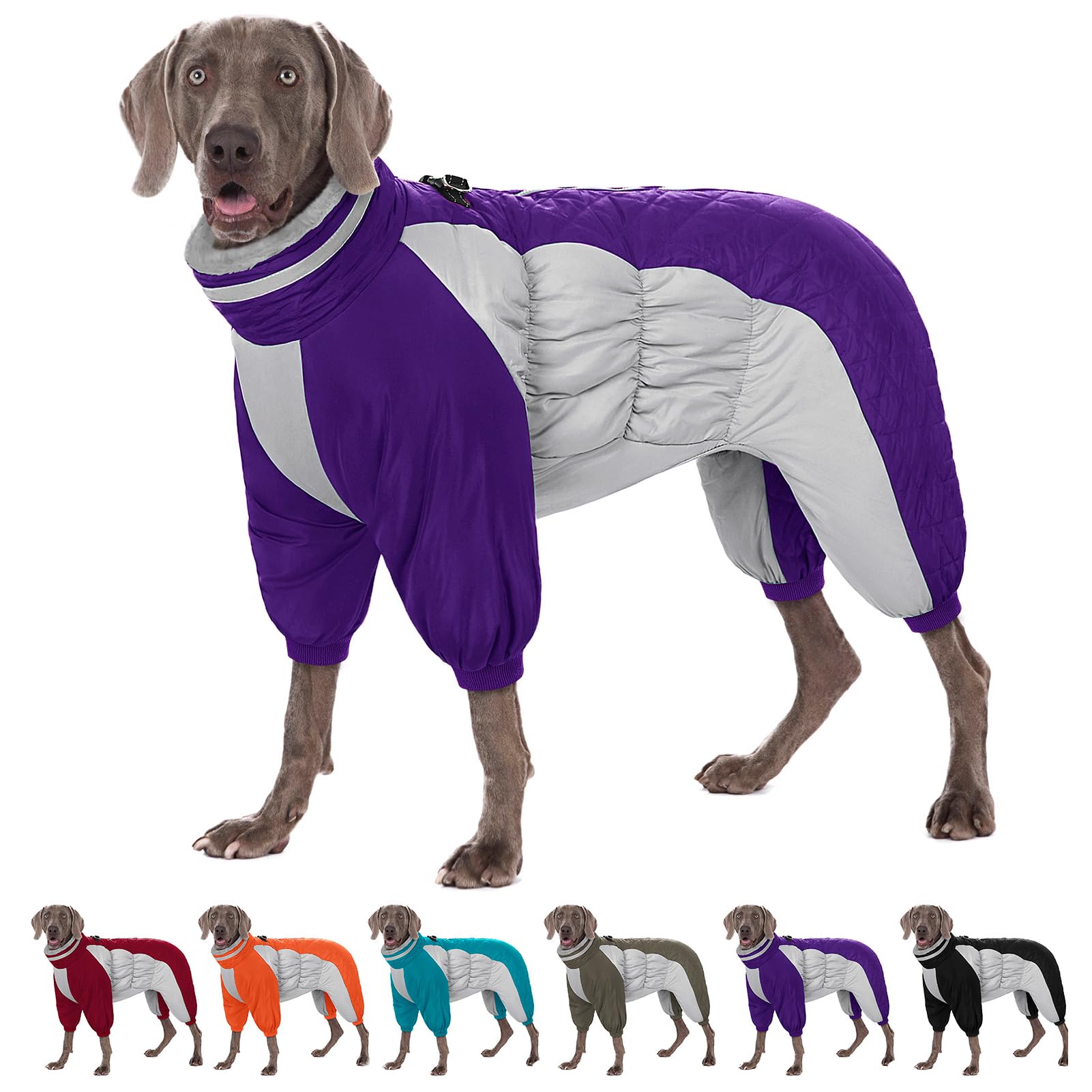 AOFITEE Large Dog Coat Warm Dog Jacket for Winter, Dogs Winter Coat with Harness Built in, Reflective Turtleneck Dogs Puffer Jacket Snowsuit, Full Body Fleece Coats for Small Medium Large Pet, XXL — image 1