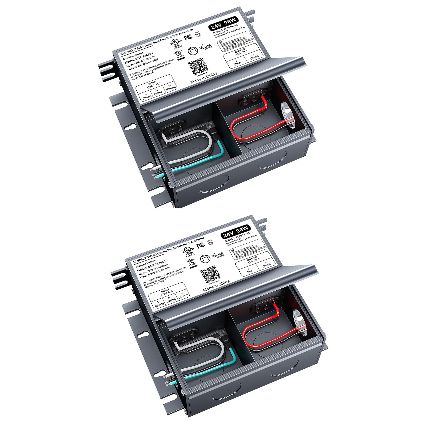 (2 Pieces) 24V Dimmable LED Driver, 96W Triac ELV/MLV LED Transformer Compatible with Lutron&Leviton Switches, Dimmable Led Power Supply 96W 24V for Smooth Flicker Free Dimming