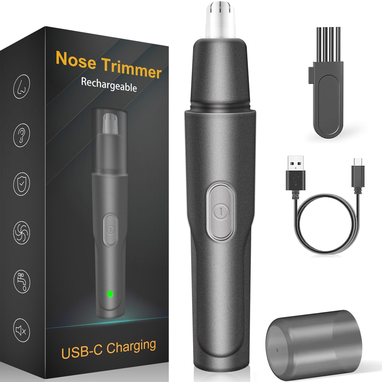 Nose Hair Trimmer USB Rechargeable Professional Painless Ear Hair Trimmer for Men Women Powerful Motor Dual-Edge Blades for