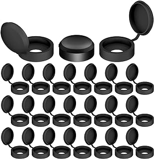 AIEX 100pcs Plastic Hinged Screw Cover Caps, Hole Diameter Screw Cover Caps Black Plastic Screw Caps Folding Screw Cover for Covering Screw Heads Screw Protection (S)