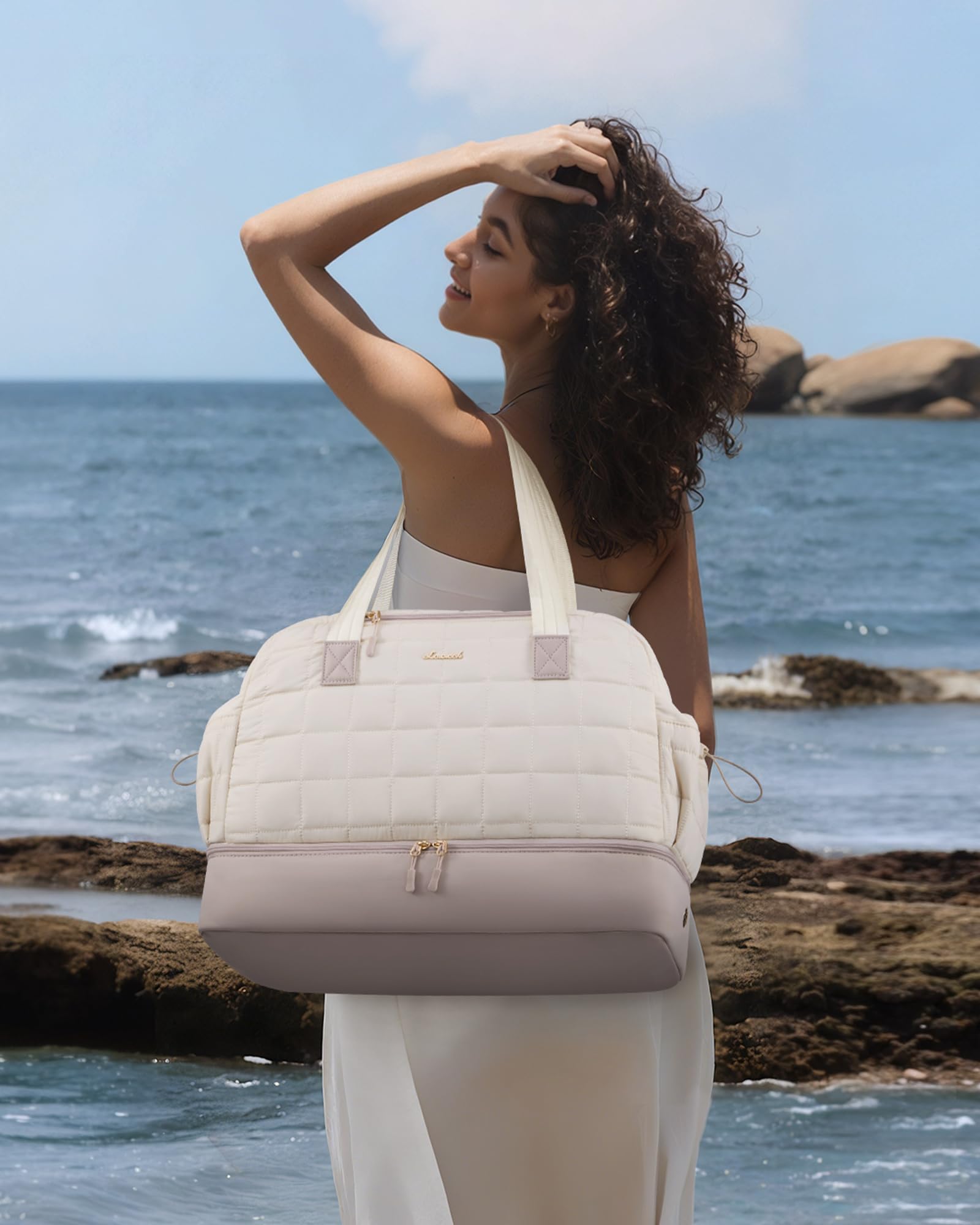 LOVEVOOK Bolsa de viaje para mujer, ligera, para el fin de semana, para nacimiento, bolsa de deporte, bolsa de viaje con compartimento para zapatos y compartimento húmedo, bolsa de equipaje de mano