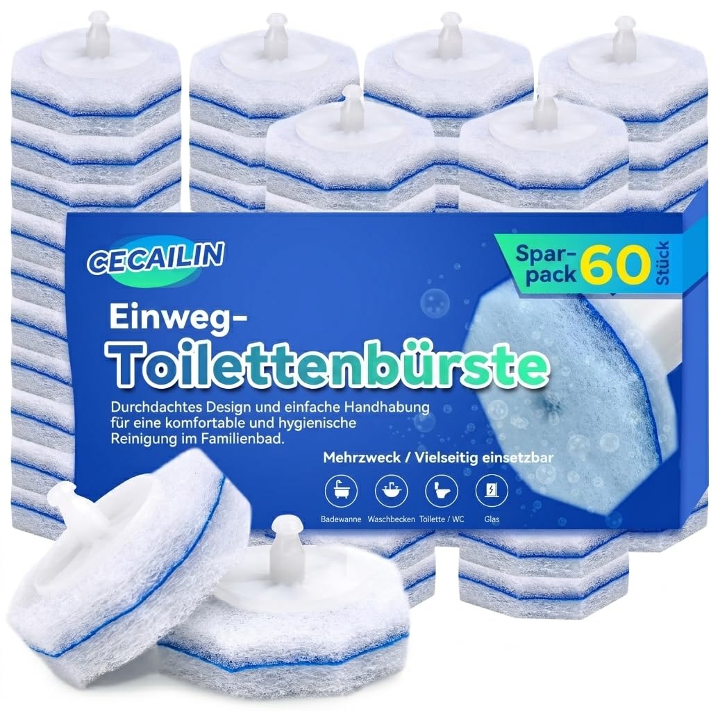 Tête de rechange brosse de toilette jetable en fibre épaisse avec mousse active