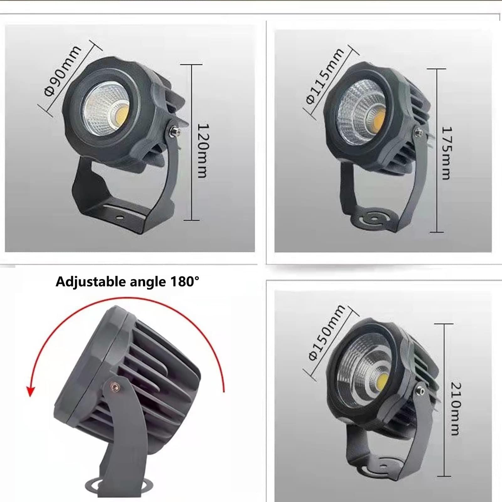 Projecteurs LED Longue Portée, Spot LED Exterieur, Éclairage Rond COB Pour Arbres, Projecteur LED À Angle Réglable Étanche IP65, Pour Enseignes De Bâtiments, Éclairage De Pelouse(Warm Light,30W(AC110-