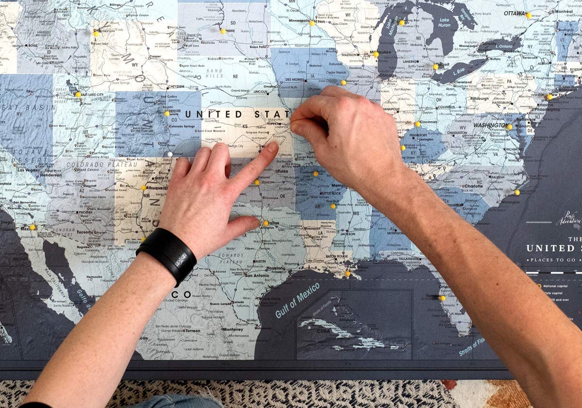 Push Pin Map United States on Canvas | Personalized Push Pin US Map ...