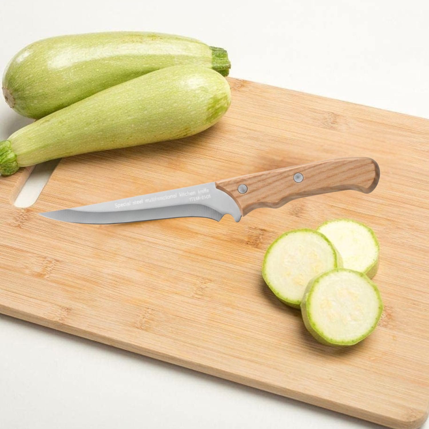 Swaman Stainless Steel Utility Knife with Wooden Handle, Sharp Long Blade for Kitchen, Meat, Vegetable & Fruit Cutting, Durable Multi-Purpose Knife for Home & Outdoor Use(Pack of 1) (43_H) 1