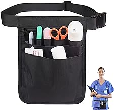 Nurse Bag, Waiter's Bag, with Belt, Tool Belt Bag, Tool Bag, Multiple Compartments, Waist Bag, Black, Adjustable Work Bag, Ideal for Nurses, Dentists, Veterinarians